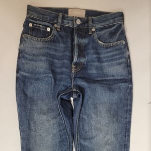 Everlane Size 25 Crop Dark Blue Button Fly Ripped Knee The Cheeky Jean Jeans